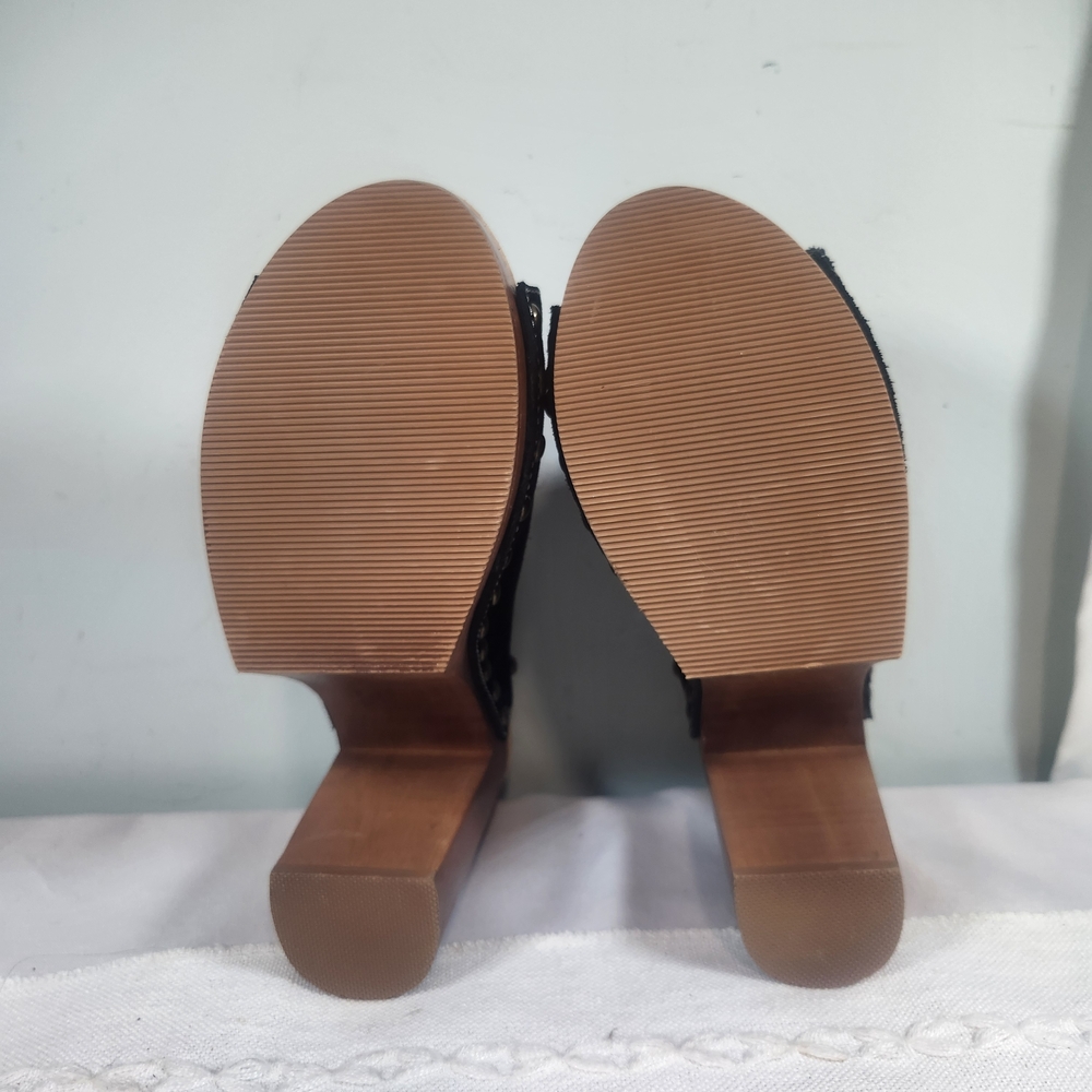 Stuart Weitzman Black Mules with Gold Studs - Picture 4 of 9